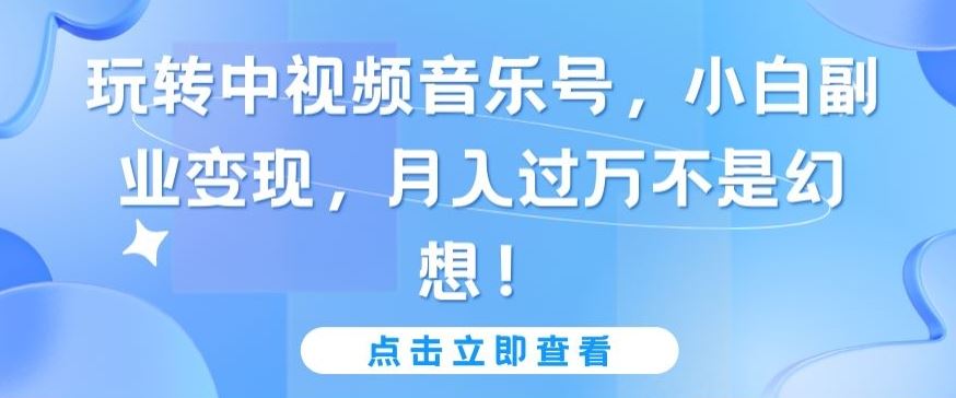 玩转中视频音乐号，小白副业变现，月入过万不是幻想【揭秘】-宇文网创