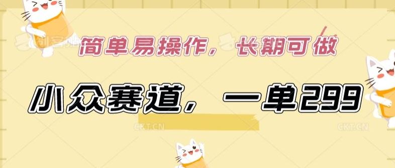 小众赛道，一单299.简单易操作，长期可做【揭秘】-宇文网创