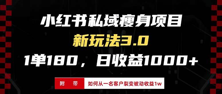 小红书瘦身项目3.0模式，新手小白日赚收益1000+（附从一名客户裂变收益…-宇文网创