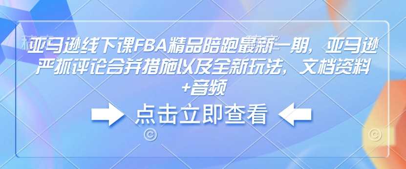亚马逊线下课FBA精品陪跑最新一期，亚马逊严抓评论合并措施以及全新玩法，文档资料+音频-宇文网创