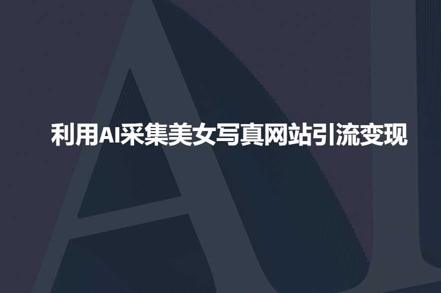 利用AI采集美女写真网站引流变现，引流嘎嘎的-宇文网创