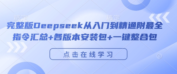 完整版Deepseek从入门到精通附最全指令汇总+各版本安装包+一键整合包-宇文网创