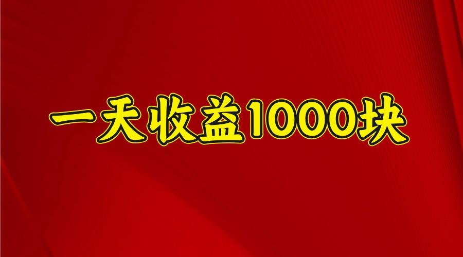一天收益1000块，2025全网首发-宇文网创