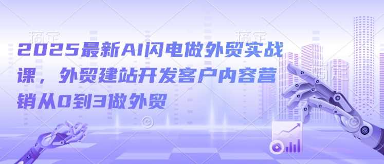 2025最新AI闪电做外贸实战课，外贸建站开发客户内容营销从0到3做外贸-宇文网创