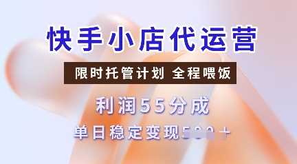 快手小店代运营，限时托管计划，收益55分，单日稳定变现多张【揭秘】-宇文网创