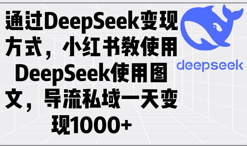 通过DeepSeek变现方式，小红书教使用DeepSeek图文，导流私域一天变现1000+-宇文网创