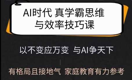Ai时代真学霸思维与学习方法课，有格局且接地气，家庭教育有力参考-宇文网创