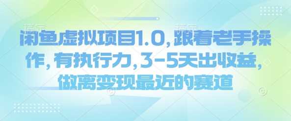闲鱼虚拟项目1.0，跟着老手操作，有执行力，3-5天出收益，做离变现最近的赛道-宇文网创