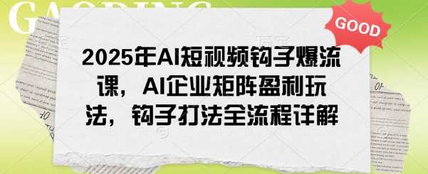 2025年AI短视频钩子爆流课，AI企业矩阵盈利玩法，钩子打法全流程详解-宇文网创