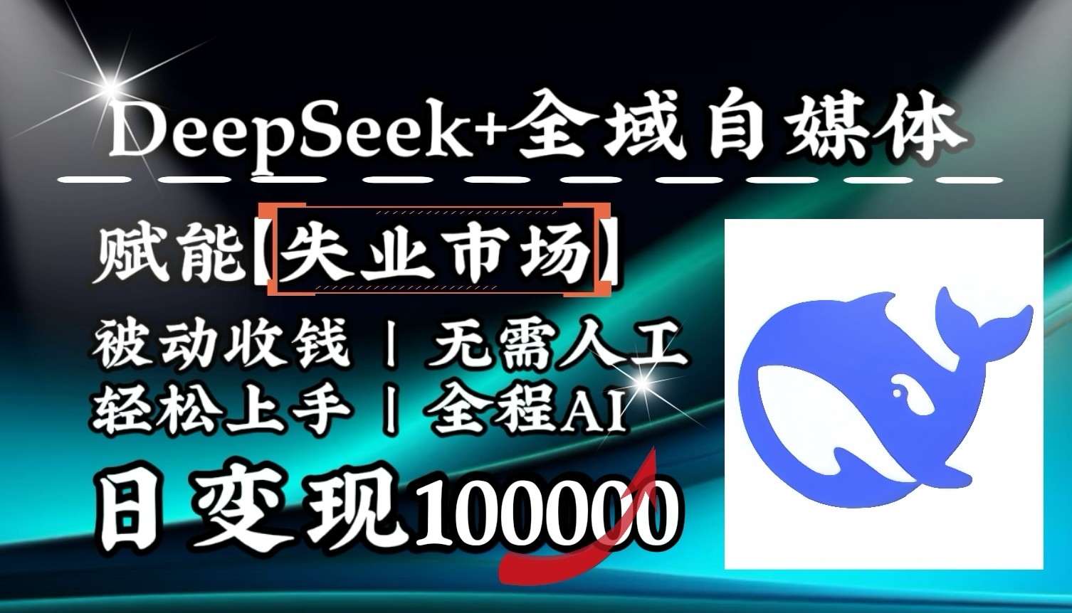 降维打击，DeepSeek+失业市场，全自动操作，结合人人刚需，单月利润轻松破100000＋-宇文网创