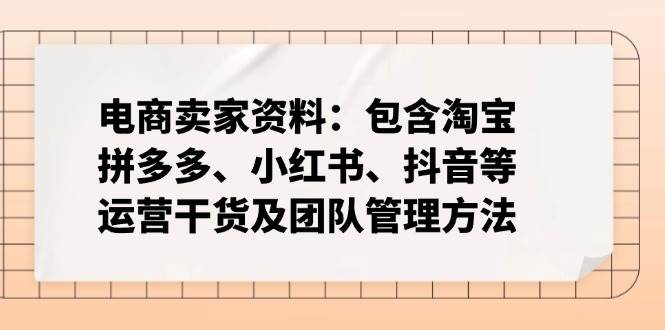 电商卖家资料：包含淘宝、拼多多、小红书、抖音等运营干货及团队管理方法-宇文网创