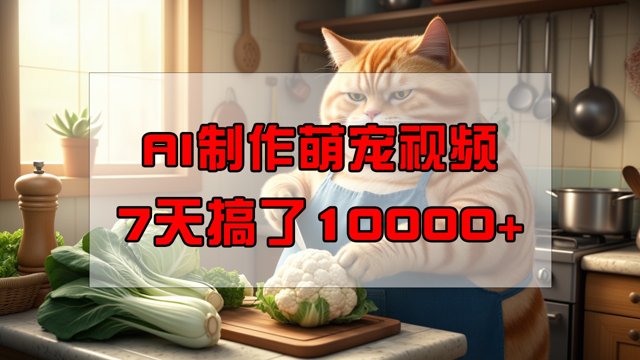 靠AI制作萌宠视频，7天搞了1万+，操作简单门槛低，有手机就行-宇文网创