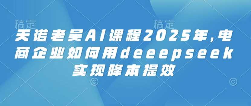 天诺老吴AI课程2025年，电商企业如何用deeepseek实现降本提效-宇文网创