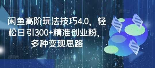 闲鱼高阶玩法技巧4.0，轻松日引300+精准创业粉，多种变现思路-宇文网创