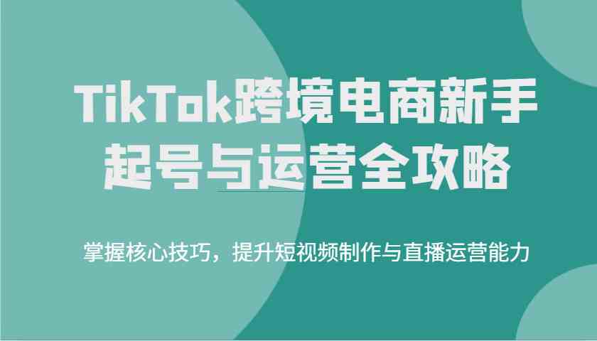 TikTok跨境电商新手起号与运营全攻略，掌握核心技巧，提升短视频制作与直播运营能力-宇文网创
