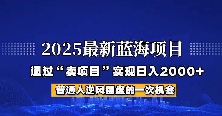 2025年蓝海项目，如何通过“网创项目”日入2000+-宇文网创