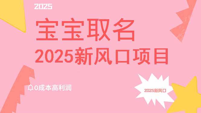 2025新风口项目宝宝取名，0成本高利润，附保姆级教程，月入过万不是梦-宇文网创