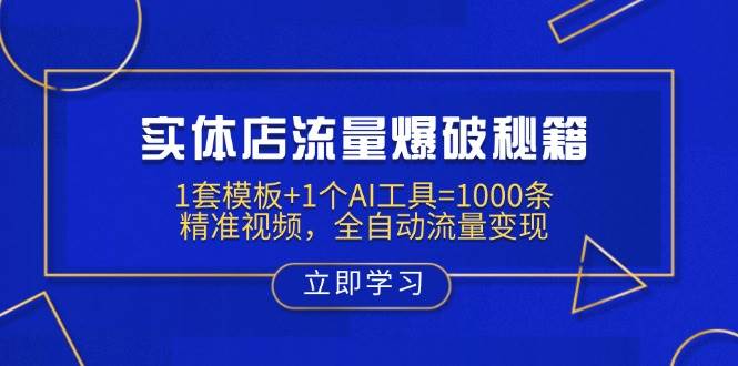 实体店流量爆破秘籍：1套模板+1个AI工具=1000条精准视频，全自动流量变现-宇文网创