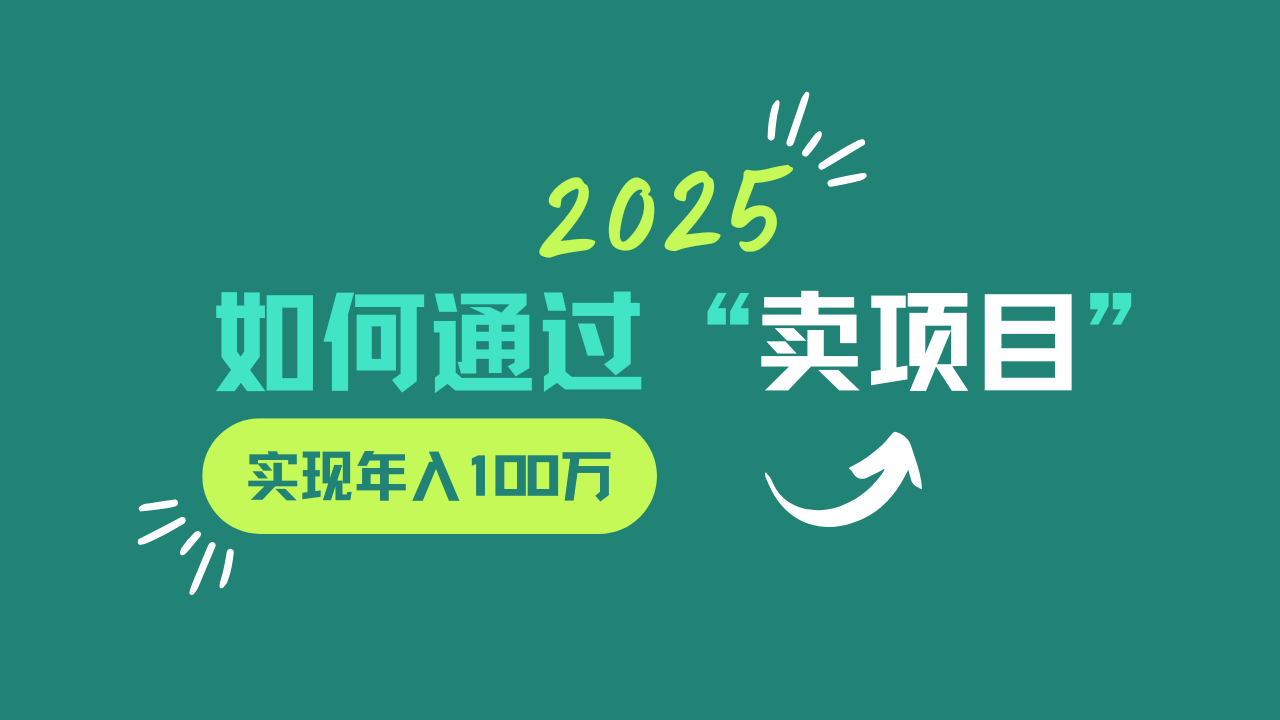 2025年如何通过“卖项目”实现年入100w-宇文网创