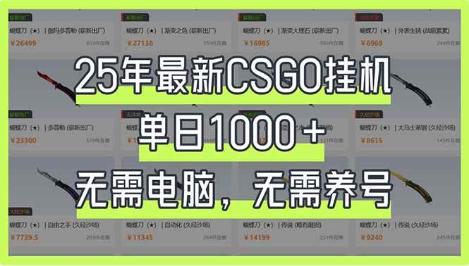 25年最新CSGO挂机系统，单日1000+，无需电脑，无需养号，0基础可上手-宇文网创