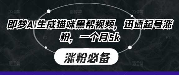 即梦AI生成猫咪黑帮视频，迅速起号涨粉，一个月5k-宇文网创