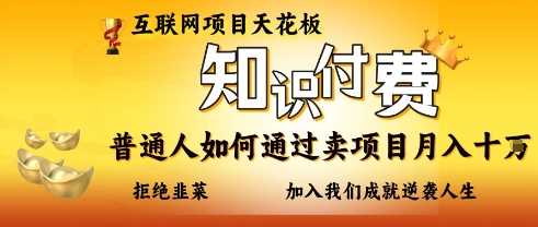互联网项目天花板，知付付费项目，普通人如何通过卖项目月入十个，拒绝韭菜【揭秘】-宇文网创