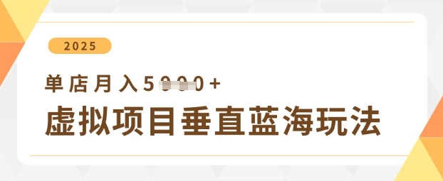 虚拟项目垂直玩法，实现单店月入5k+-宇文网创