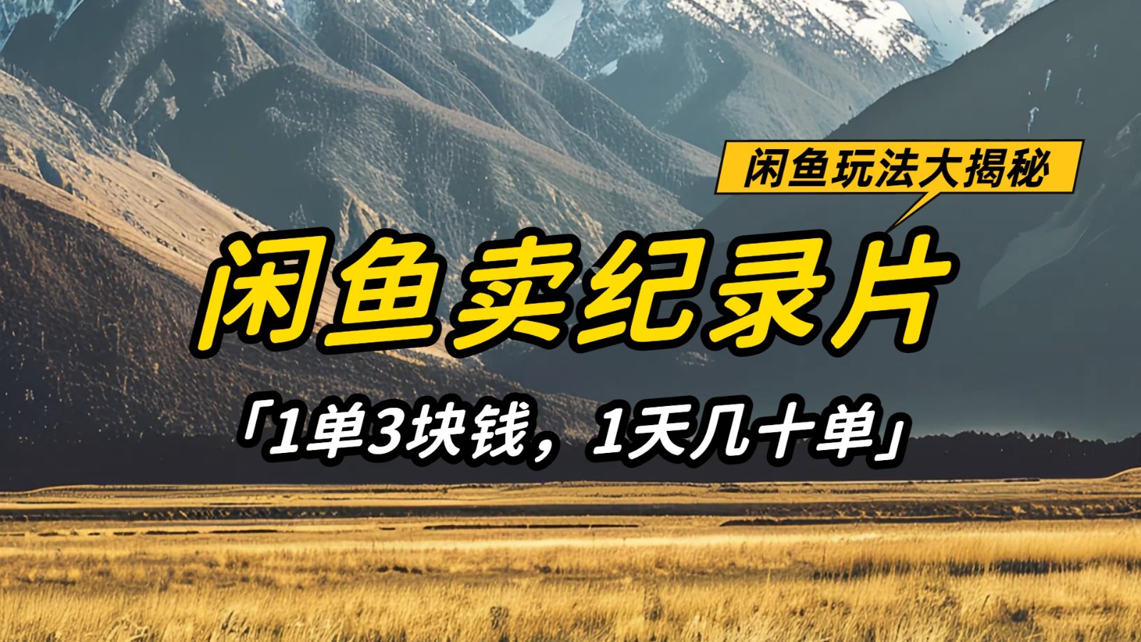 闲鱼卖纪录片，简单又赚钱的小项目，1单3块钱  1天几十单-宇文网创