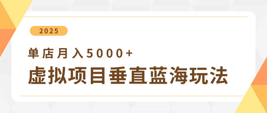 4月虚拟项目垂直玩法，冷门爆品+垂直蓝海，单店月入5000+-宇文网创
