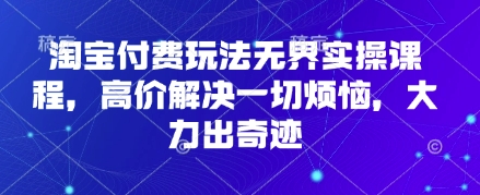 淘宝付费玩法无界实操课程，高价解决一切烦恼，大力出奇迹-宇文网创