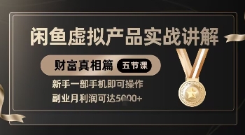 精品！闲鱼虚拟产品实战讲解，新手一部手机即可操作，副业月利润可达5k+-宇文网创