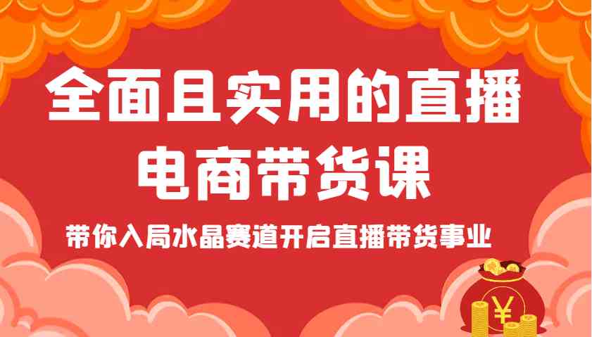 全面且实用的直播电商带货课，带你入局水晶赛道开启直播带货事业-宇文网创