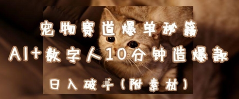 宠物赛道爆单秘籍：AI+数字人10分钟造爆款，日入1k-宇文网创