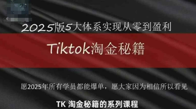 TikTok跨境2025淘金秘籍，​2025TikTok从0到盈利变现-宇文网创