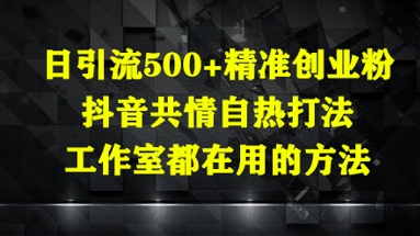 日引流500+精准创业粉，抖音共情自热打法，工作室都在用的方法-宇文网创
