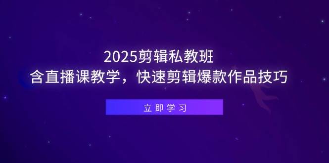 2025剪辑私教班，含直播课教学，快速剪辑爆款作品技巧-宇文网创