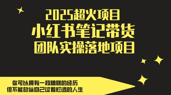 2025超火项目，副业最佳选择，小红书笔记带货团队实操落地项目，，轻松日入5张-宇文网创