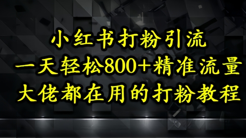 小红书打粉引流，一天轻松500+精准流量，大佬都在用的打粉教程-宇文网创