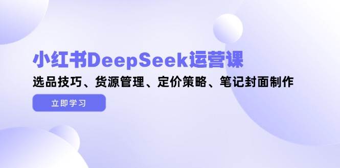 小红书DeepSeek运营课，选品技巧、货源管理、定价策略、笔记封面制作-宇文网创