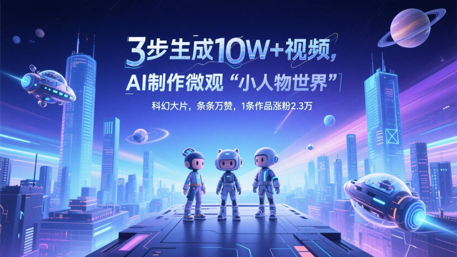 三步生成10W+视频，AI制作微观“小人物世界”科幻大片，条条万赞，1条作品涨粉2.3万-宇文网创