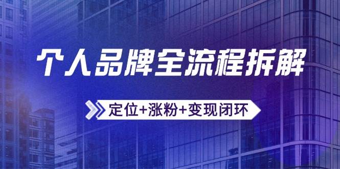 个人品牌全流程拆解：定位+涨粉+变现闭环，微信生态运营与资源整合-宇文网创