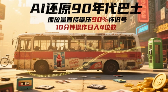 AI还原90年代巴士，一帧就让70后泪崩，播放量直接碾压90%怀旧号，每天操作十分钟，日入四位数-宇文网创