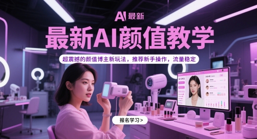 最新AI颜值教学，超震撼的颜值博主新玩法，推荐新手操作，流量稳定-宇文网创