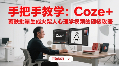 手把手教学：Coze + 剪映批量生成火柴人心理学视频的硬核攻略-宇文网创