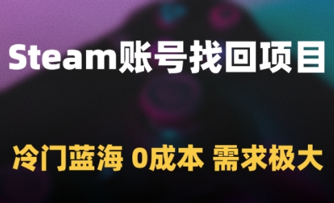 Steam账号找回项目，冷门蓝海，0成本，需求极大-宇文网创