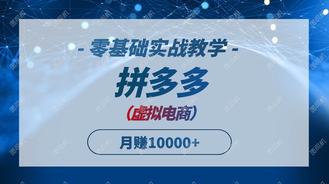 拼多多虚拟电商，零基础实战教学，快速打爆商品，新手也能月入10000+-宇文网创