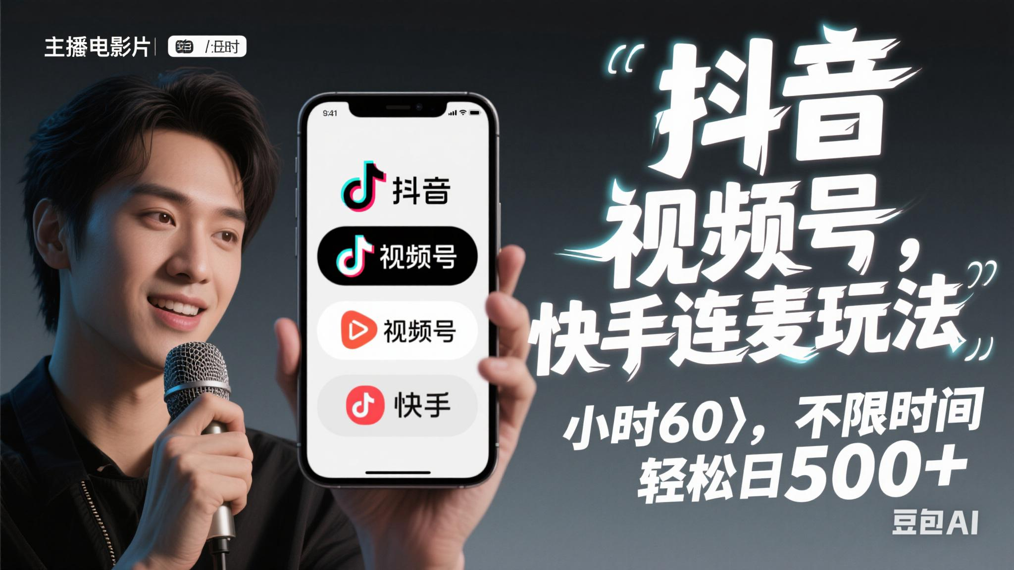 抖音，快手，视频号无脑连麦玩法！快速入门，单日稳冲1000+-宇文网创