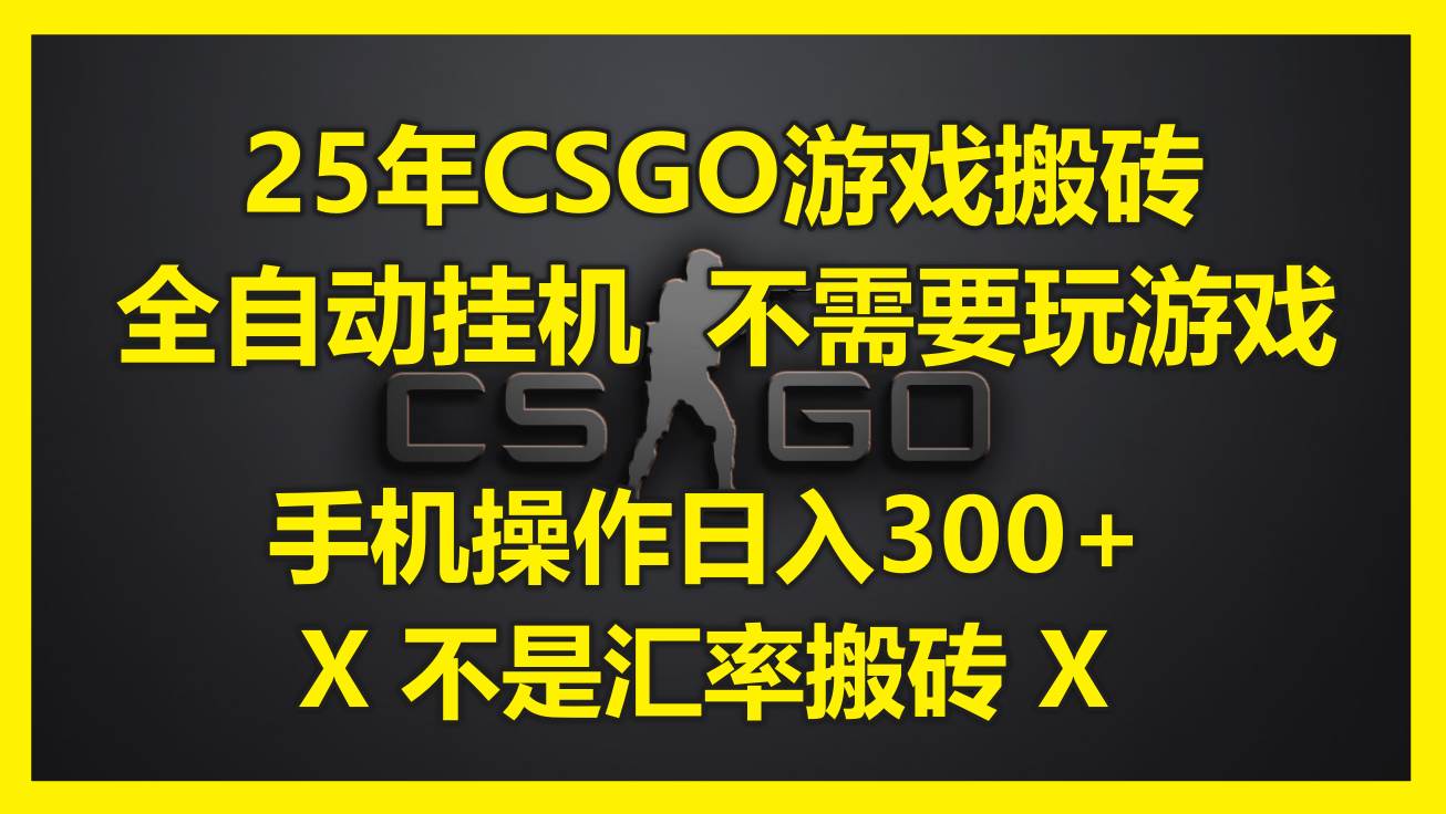 25年CSGO游戏搬砖，全自动挂机，不需要玩游戏，手机操作日入300+。(不…-宇文网创