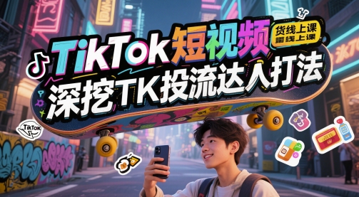TikTok短视频带货线上课，深挖TK投流达人打法-宇文网创