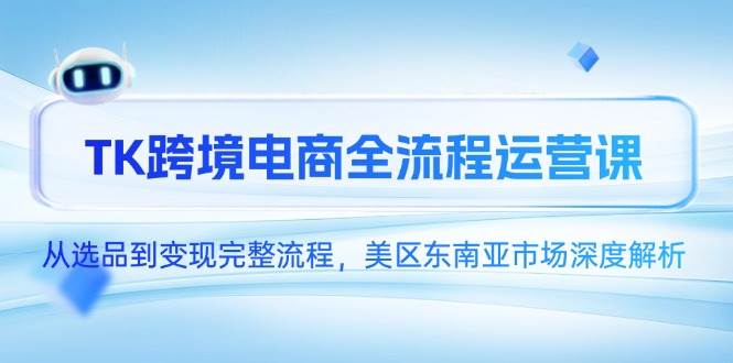 TK跨境电商全流程运营课，从选品到变现完整流程，美区东南亚市场深度解析-宇文网创